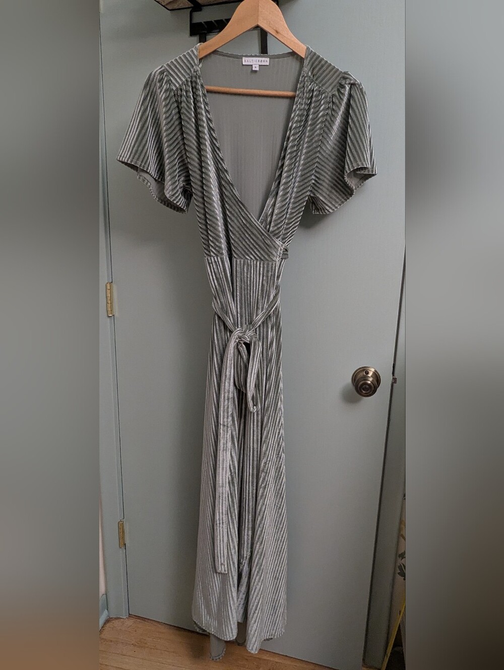Baltic Born Ribbed Wrap Dress Maxi Dress in Sage Green